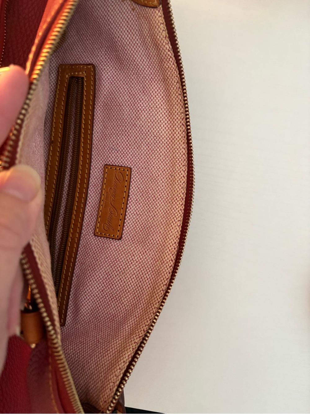 Dooney & Bourke Dillen Burgundy Leather Satchel with Tan Trim - Picture 10 of 10